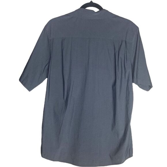 Travis Mathew Mens Sz Lrg Gray Small Striped Print Button Up Casual Dress Shirt - Picture 3 of 5